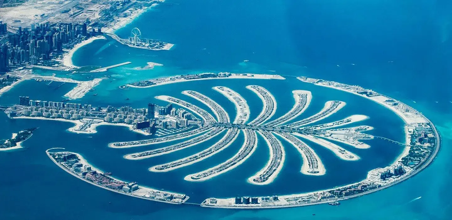 Palm Jumeirah, Dubai looks like a stylized Palm Tree from above